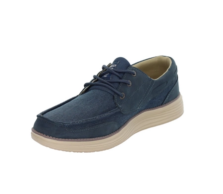 Granatowe półbuty męskie tekstylne mokasyny American Club
