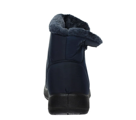 Granatowe śniegowce damskie ciepłe trzewiki dwa zamki
