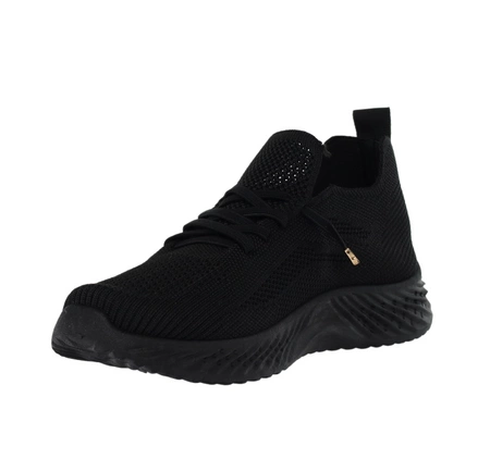 Lekkie czarne adidasy damskie slip-on z siatki NEWS