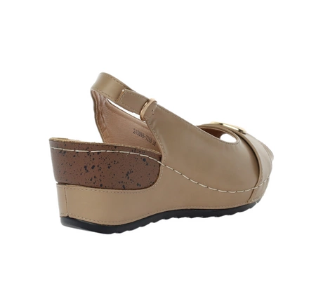 Lekkie sandały damskie na korkowej koturnie szyte Jezzi