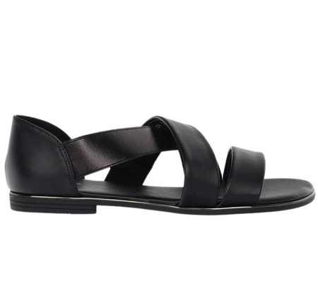 Czarne sandały płaskie z zakrytą piętą komfortowe Jezzi