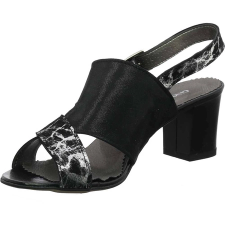 Sandały skórzane damskie na obcasie szyte Gino Fabiani