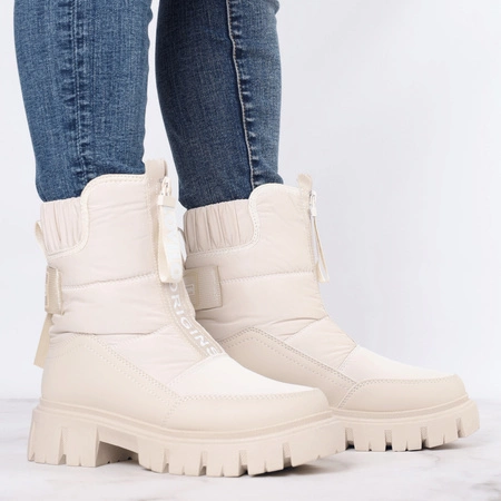 Beżowe modne śniegowce damskie Jezzi