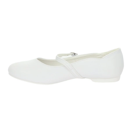 Białe czółenka dziewczęce baleriny z zapięciem komunijne American Club