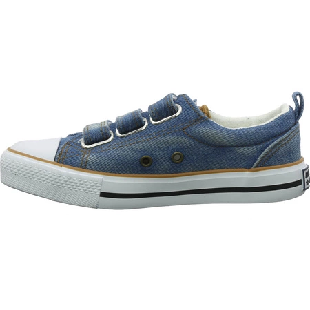 Trampki dżinsowe na rzepy dziecięce na białej podeszwie American Club