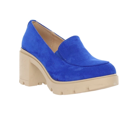 Chabrowe półbuty lordsy na słupku i platformie zamszowe Jezzi