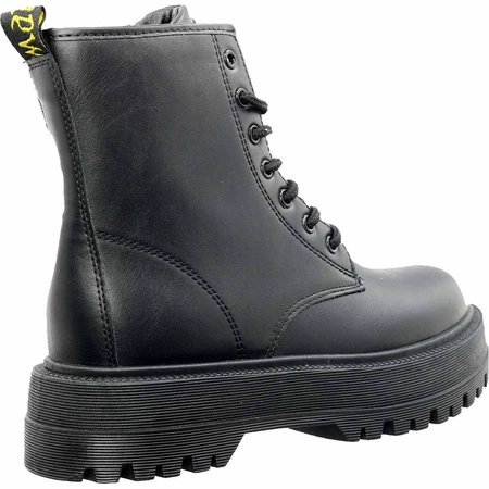 Czarne glany damskie traperki zimowe Jezzi