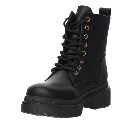 Czarne trapery zimowe damskie ocieplane na zamek NEWS