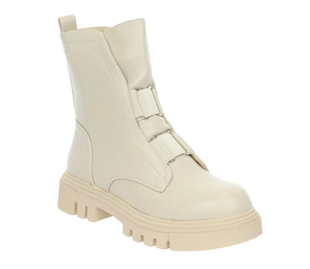 Beżowe botki glany damskie ocieplone futerkiem Jezzi