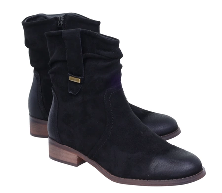 Czarne botki klasyczne na zamek saszki ocieplane Jezzi