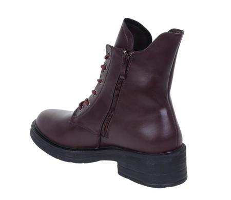 Bordowe botoki damskie ocieplane traperki zimowe klasyczne Jezzi