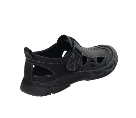 Czarne skórzane półbuty męskie na lato oddychające American Club