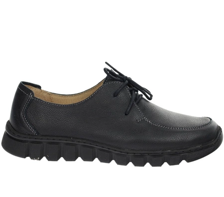 Czarne półbuty damskie skórzane szyte Helios 403