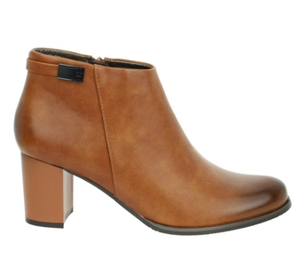 Brązowe botki damskie na obcasie do kostki eleganckie i ocieplane Jezzi