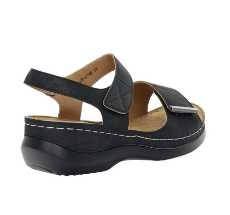 Czarne sandały damskie komfortowe ortopedyczne Jezzi