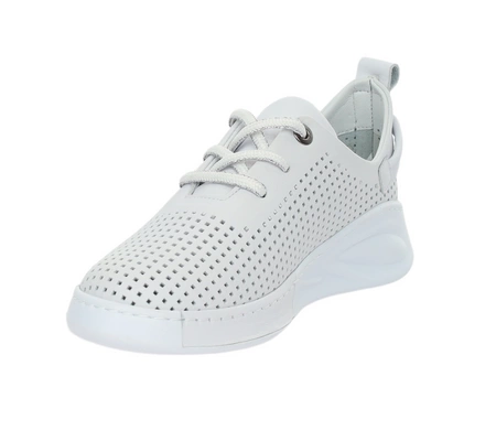 Białe skórzane adidasy damskie ażurowe półbuty sportowe MODO
