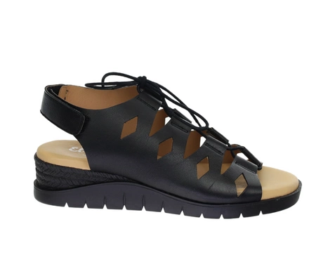 Czarne skórzane sandały damskie jezuski rzymianki Hiszpańskie El Pimpi