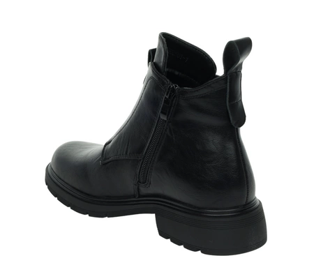 Czarne eleganckie buty zimowe damskie na płaskiej podeszwie na zamek Jezzi