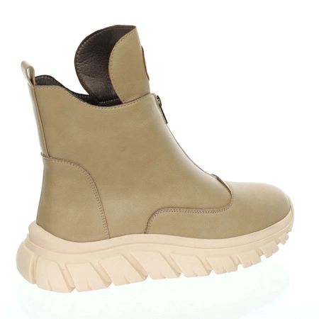 Beżowe adidasy damskie botki płaskie wiosenne Jezzi