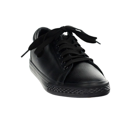 Całe czarne trampki skórzane damskie adidasy NEWS