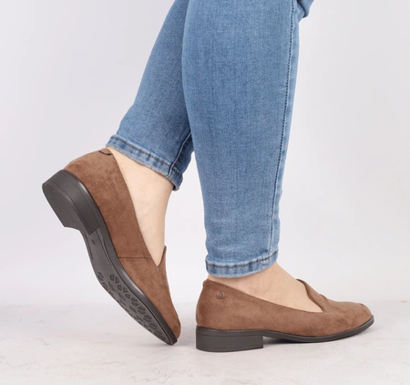 Półbuty damskie welurowe lordsy płaskie Jezzi