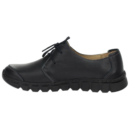 Czarne półbuty damskie skórzane szyte Helios 403