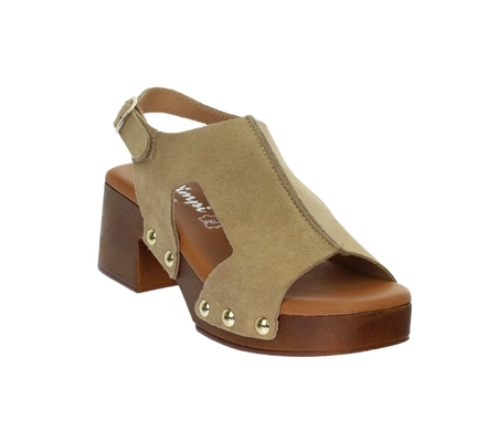 Skórzane sandały na drewnianym klocku i platformie z ćwiekami Hiszpańskie El Pimpi