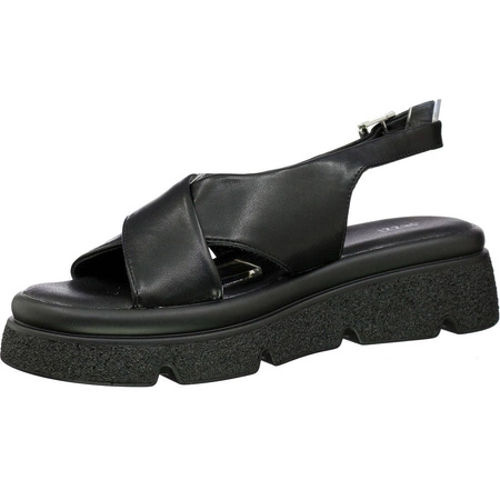 Czarne rokowe sandały damskie na grubej podeszwie Jezzi
