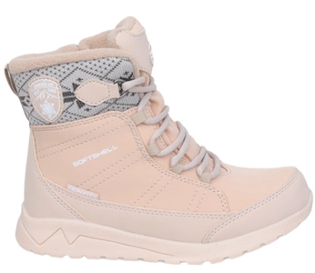 Beżowe eleganckie śniegowce dziecięce z membraną softshell  American Club