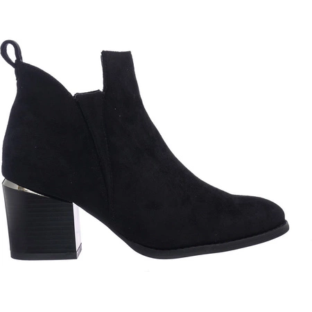 Czarne botki zamszowe na obcasie wycięte na kostce Lori