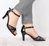 Czarne sandały damskie na obcasie seksowne Azali - Produkt Polski