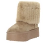 Beżowe zamszowe botki EMU ozdobione futerkiem wokół kostki ROSJANKI