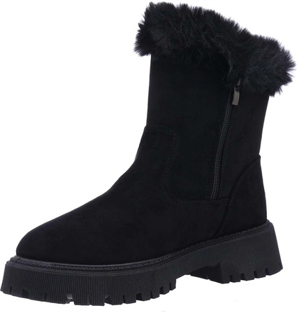 Czarne śniegowce damskie botki płaskie emu Jezzi
