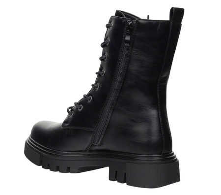 Czarne glany damskie sznurowane rokowe botki Jezzi