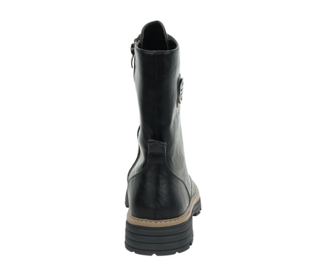 Czarne licowe glany damskie ocieplane trapery eleganckie Jezzi