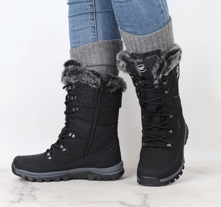 Czarne wysokie śniegowce z futerkiem American Club