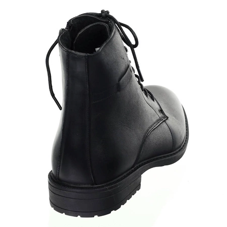 Czarne półbuty męskie zimowe skórzane i eleganckie American Club