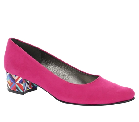 Płaskie fuksjowe czółenka eleganckie ze skóry zamszowej Lily od Azali