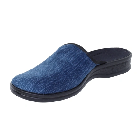 Granatowe klapki męskie po domu kapcie zabudowane zakryte palce BEFADO