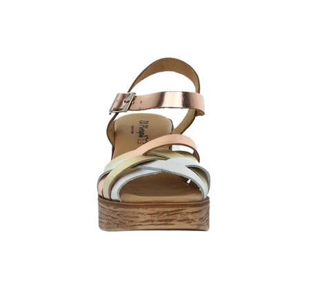 Eleganckie skórzane sandały na lekkiej platformie i klocku El Pimpi - Made in Spain