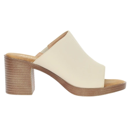 Eleganckie klapki na szerokim drewnianym obcasie Jezzi