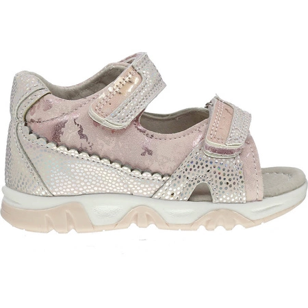 Sandałki dziecięce na rzepy pudrowy róż Miss E