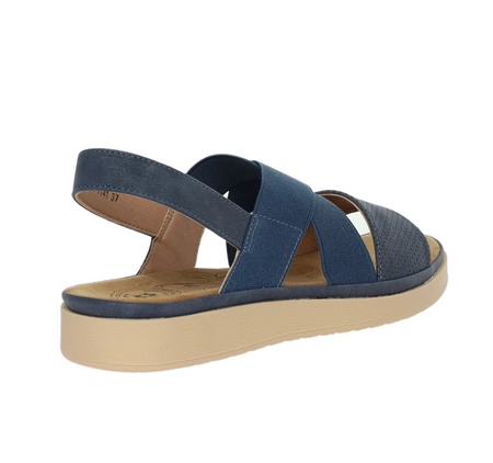 Granatowe sandały damskie na płaskiej podeszwie slip-on Jezzi