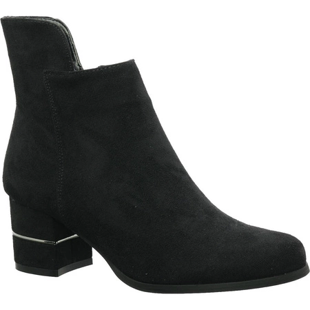 Czarne zamszowe botki damskie na klocku Jezzi