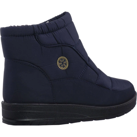 Granatowe damskie śniegowce płaskie na zamek Jezzi