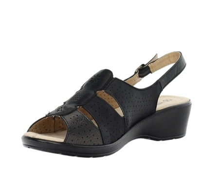 Czarne wygodne sandały damskie ortopedyczne Polskie Unisoft