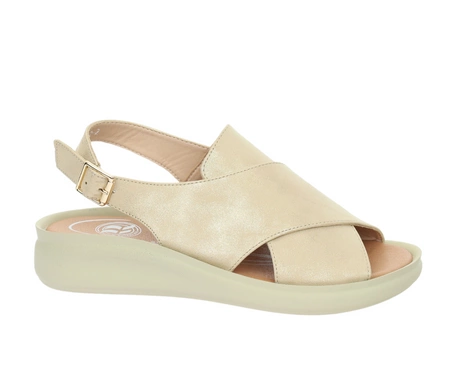 Złote sandały damskie komfortowe i eleganckie Jezzi