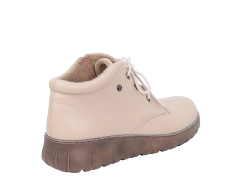 Jasne botki damskie skórzane komfortowe buty zimowe HELIOS