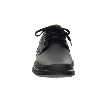 Czarne skórzane półbuty męskie kościelne komfortowe POLBUT