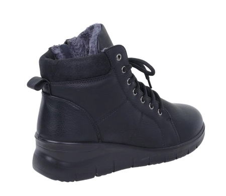 Czarne ciepłe buty zimowe damskie botki zdrowotne na zimę trzewiki